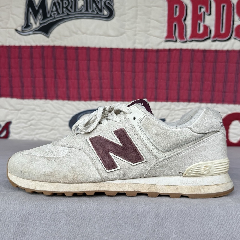 Size‎ M11 - New Balance 574 U574NOW Cream Burgundy Suede ENCAP Shoes